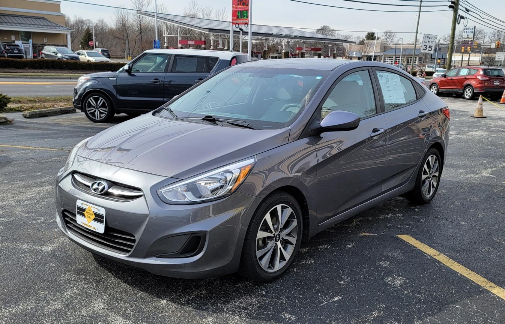 2017 Gray /Silver Hyundai Accent Value Edition (KMHCT4AE0HU) with an 1.6 Liter I4 DI engine, Auto, 6-Spd w/Overdrive transmission, located at 341 N White Horse Pike, Lawnside, NJ, 08045, (856) 262-9500, 39.855621, -75.027451 - Photo#1